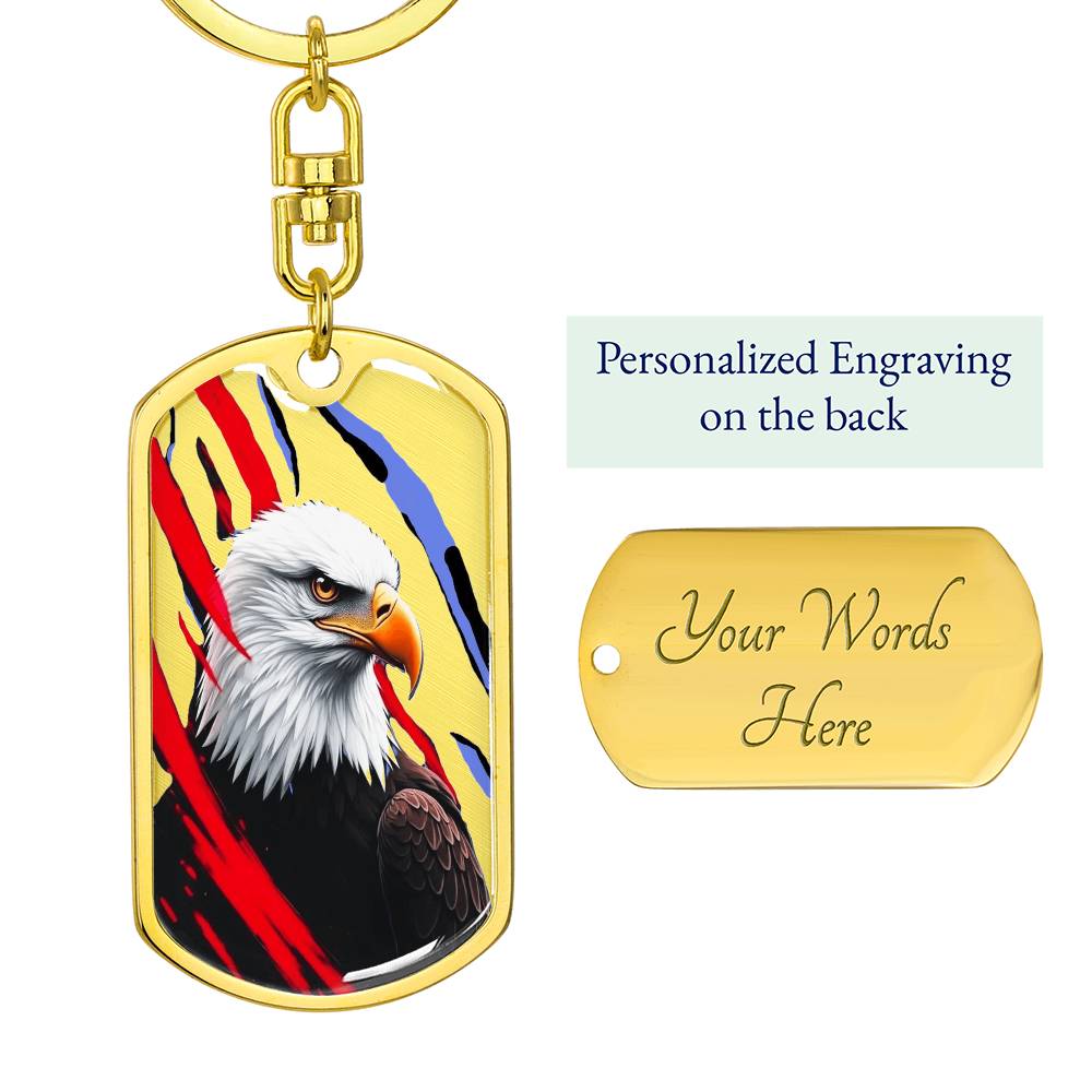 Bald Eagle with Streaks Graphic Dog Tags Keychain