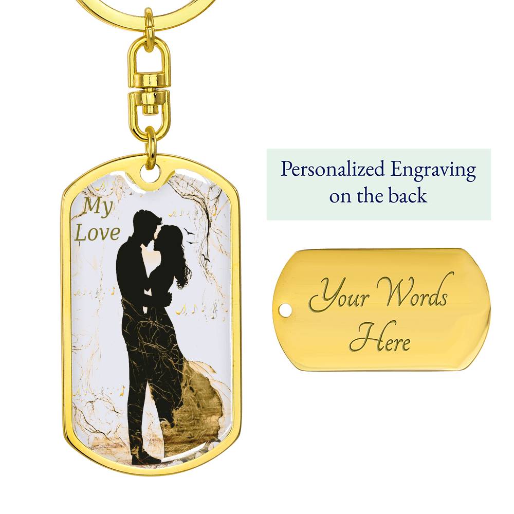 My Love Couple Kissing Graphic Dog Tags Keychain