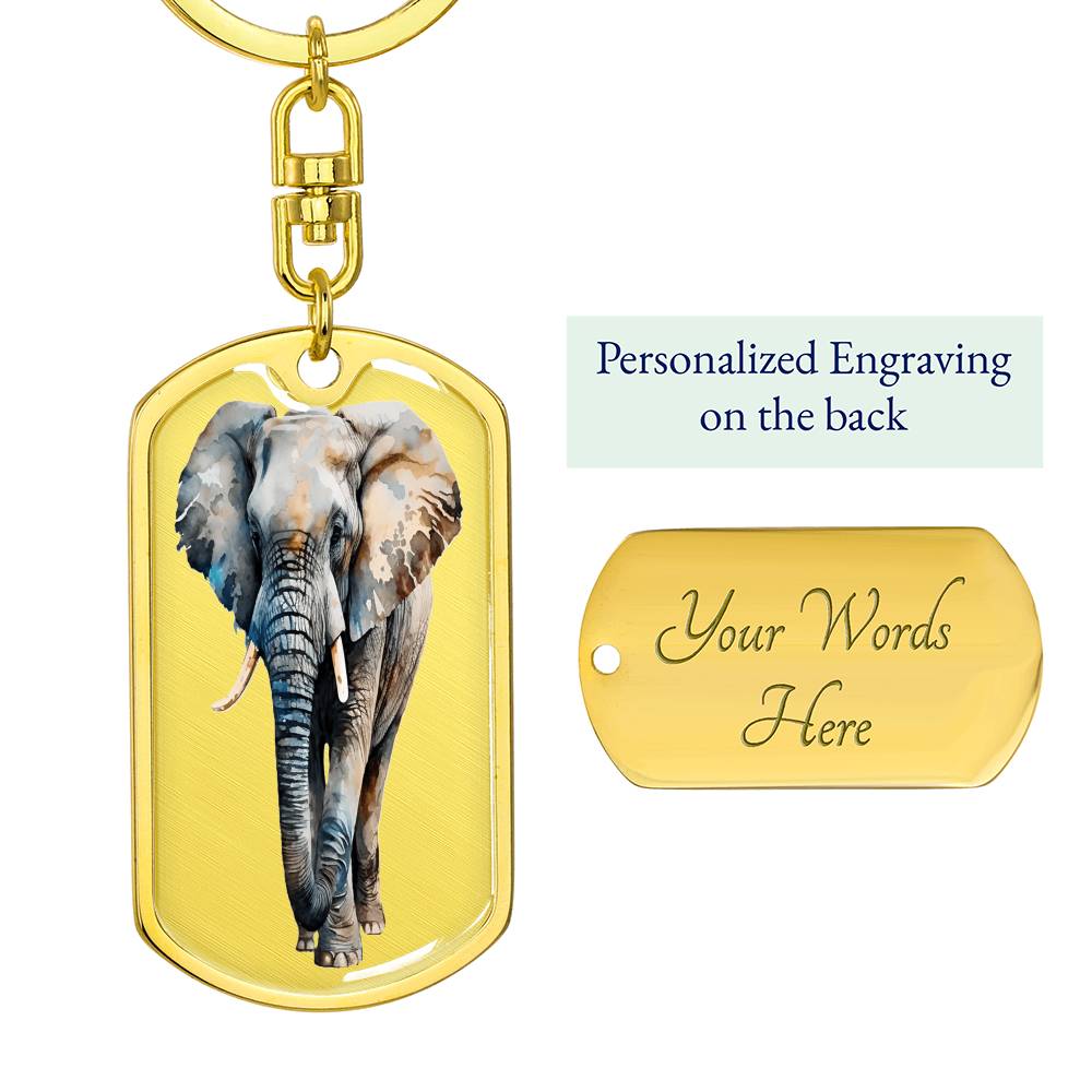 Elephant Strolling By Graphic Dog Tags Necklace