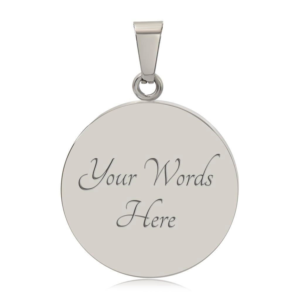 Happy Anniversary with Flowers Round Graphic Necklace