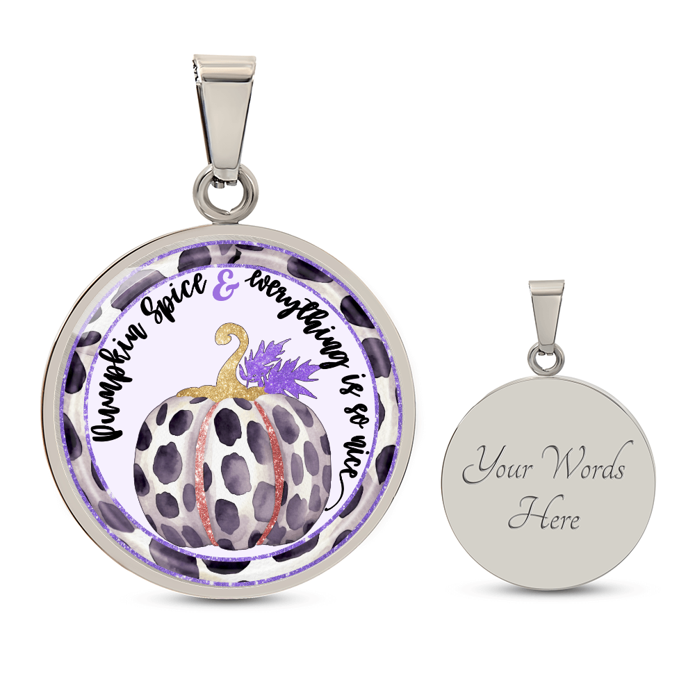 Fall Pumpkin Spice Spotted Purple Circle Luxury Necklace