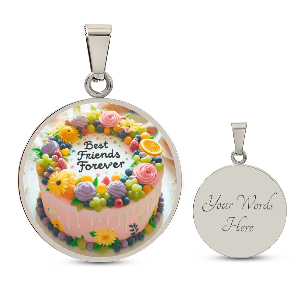 Best Friends Forever Cake Circle Graphic Necklace