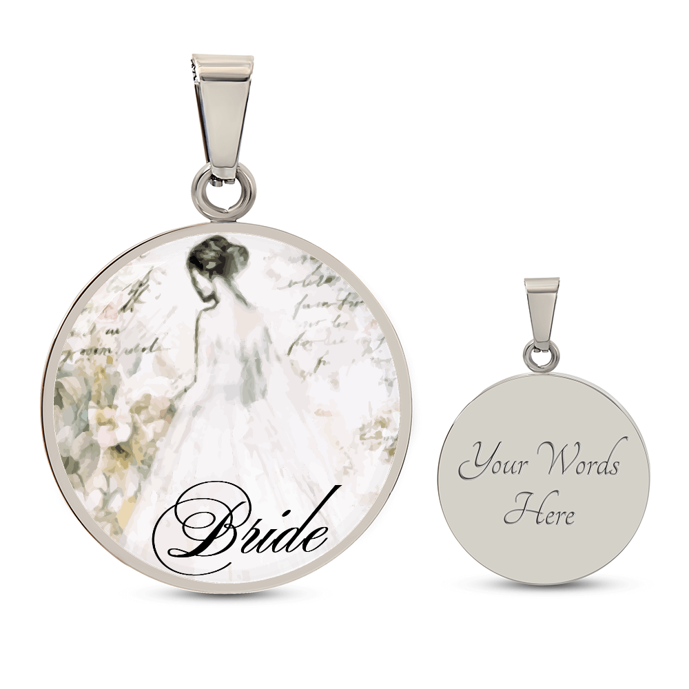 Vintage Bride Design Round Graphic Luxury Necklace