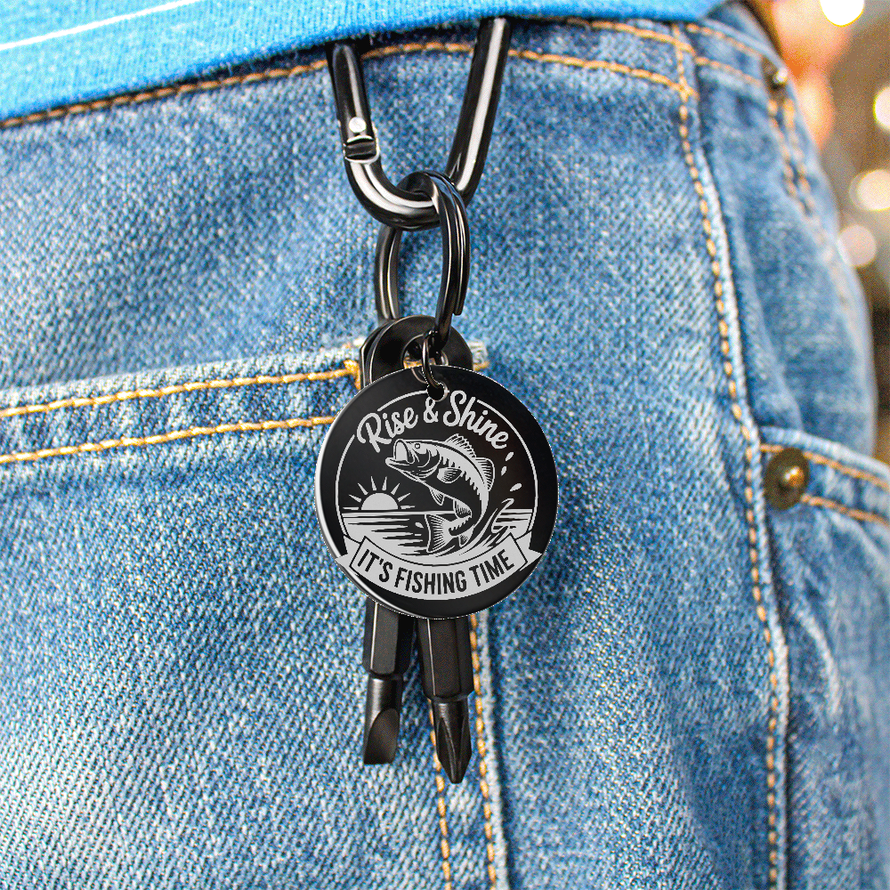 Rise & Shine Its Fishing Time Screwdriver Set Engraved Keychain