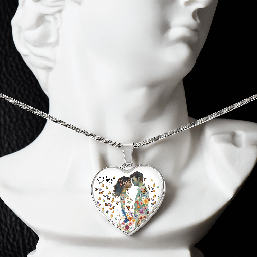 I Love You Couple in Love Heart Shaped Graphic Necklace