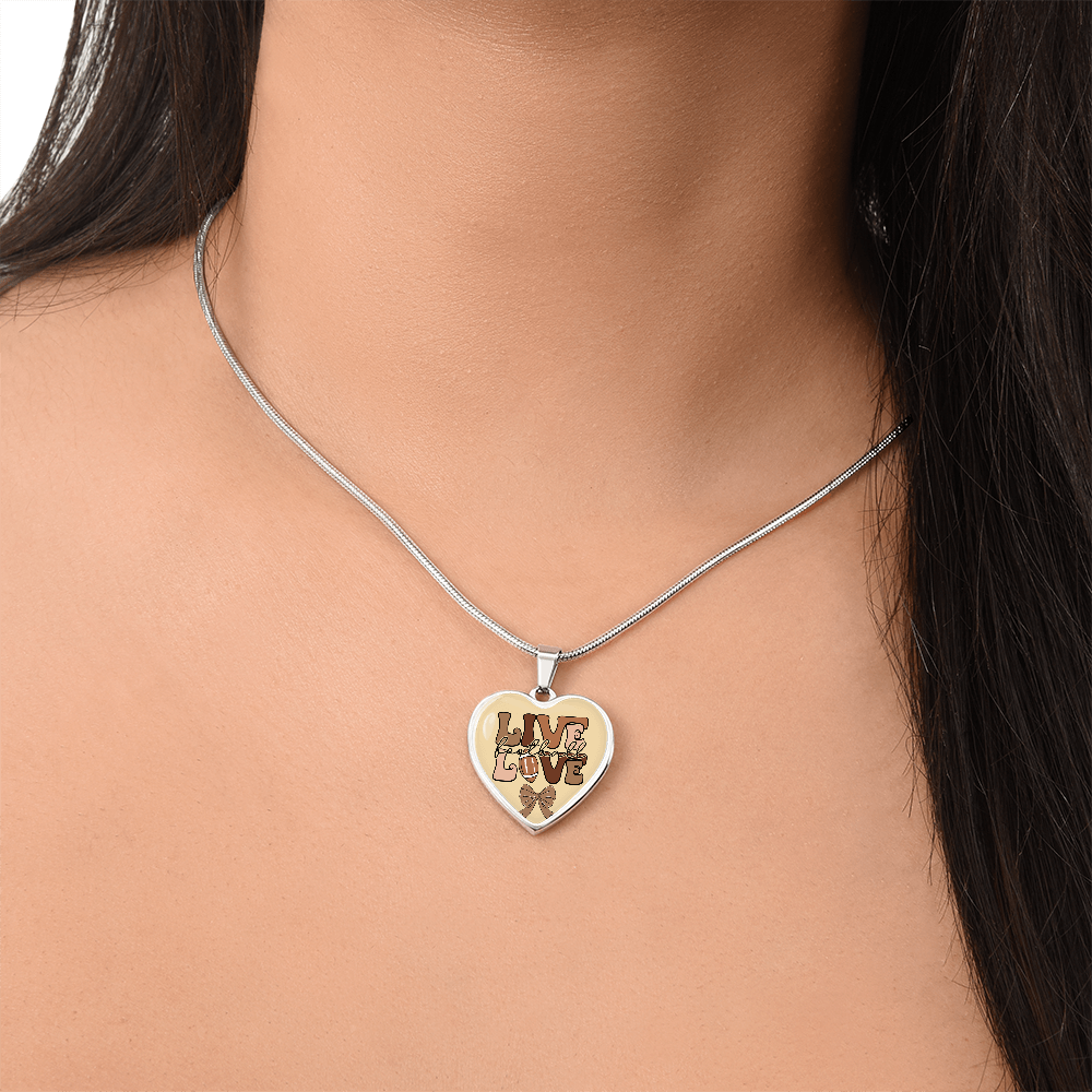 Live Love Football Heart Shaped Graphic Necklace