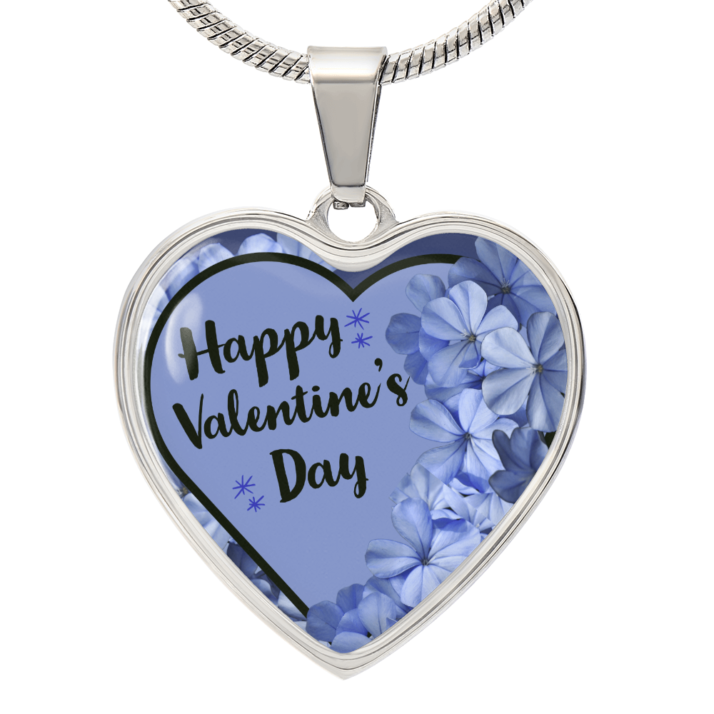 Happy Valentine's Day Lavender Heart Design Graphic Necklace