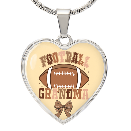 Football Grandma Heart Shaped Graphic Necklace