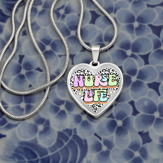 Nurse Life Heart Shaped Graphic Necklace