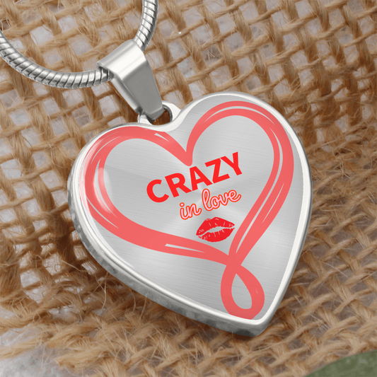 Crazy in Love Heart Shaped Graphic Necklace