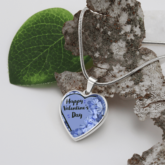 Happy Valentine's Day Lavender Heart Design Graphic Necklace