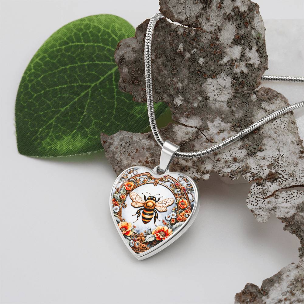 Honey Bee Heart Shaped Pendant and Necklace