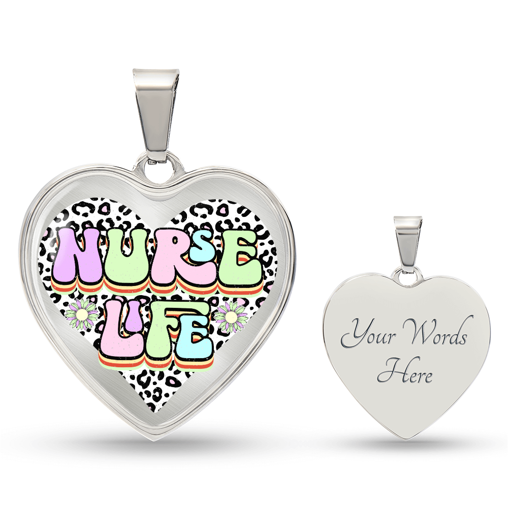Nurse Life Heart Shaped Graphic Necklace