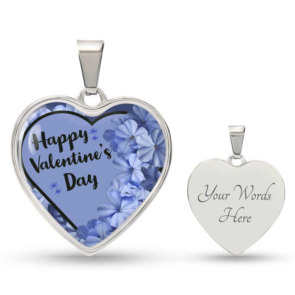 Happy Valentine's Day Lavender Heart Design Graphic Necklace