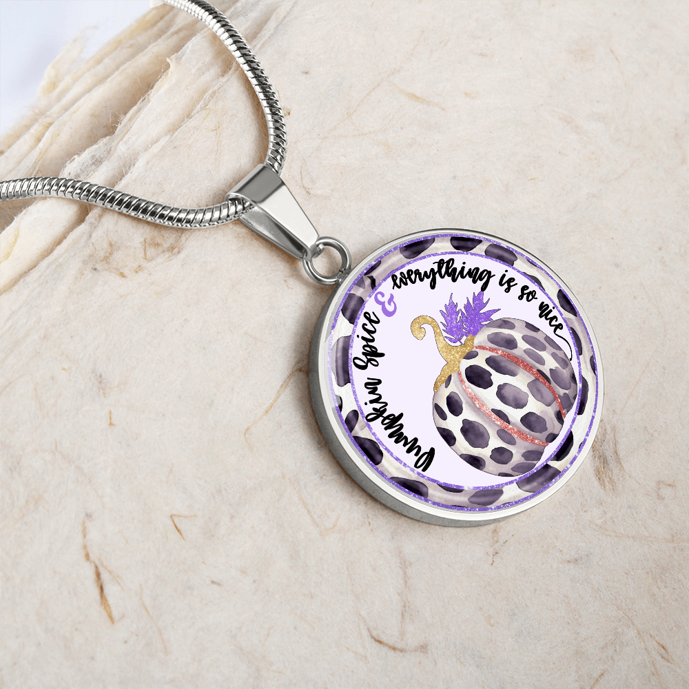 Fall Pumpkin Spice Spotted Purple Circle Luxury Necklace