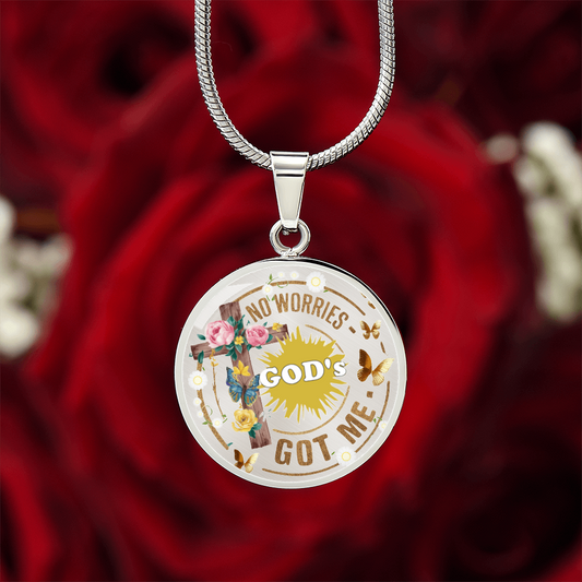 God's Got Me Graphic Luxury Round Necklace