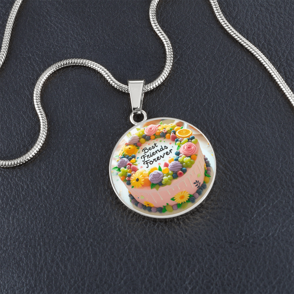 Best Friends Forever Cake Circle Graphic Necklace
