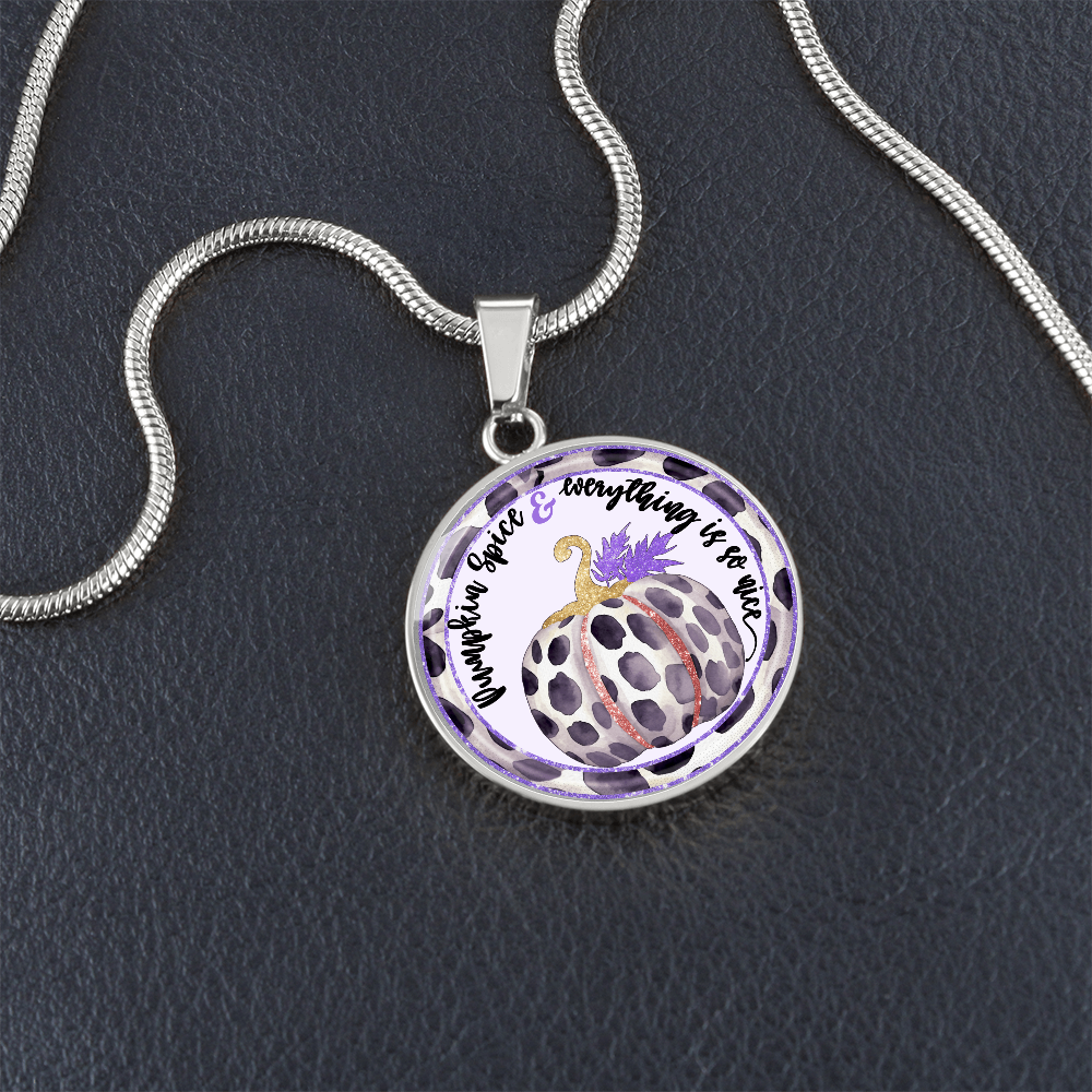 Fall Pumpkin Spice Spotted Purple Circle Luxury Necklace