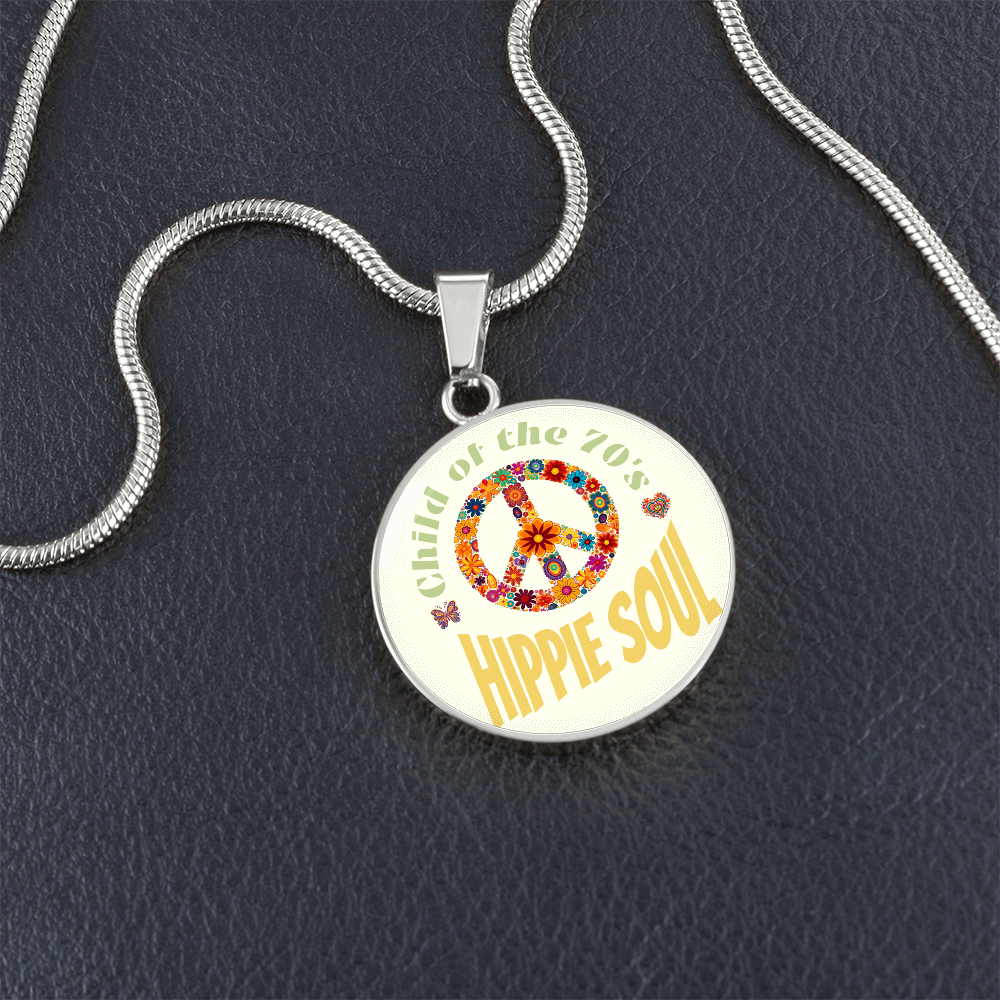 Child of the 70's Hippie Soul Graphic Round Necklace