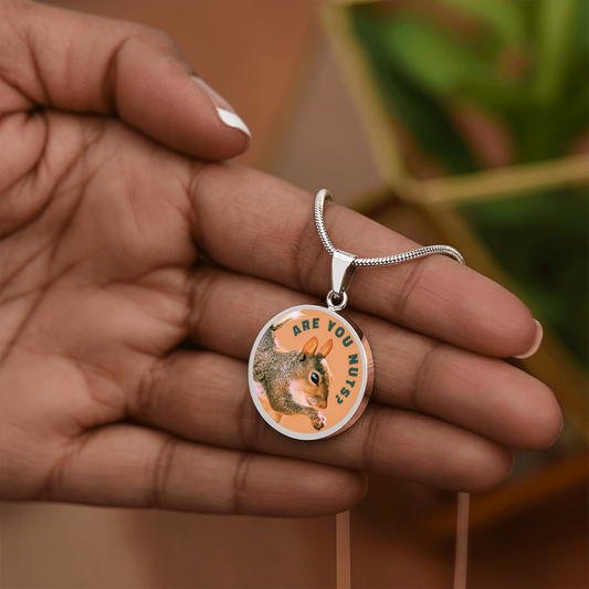 Are You Nuts? Funny Squirrel Round Graphic Necklace