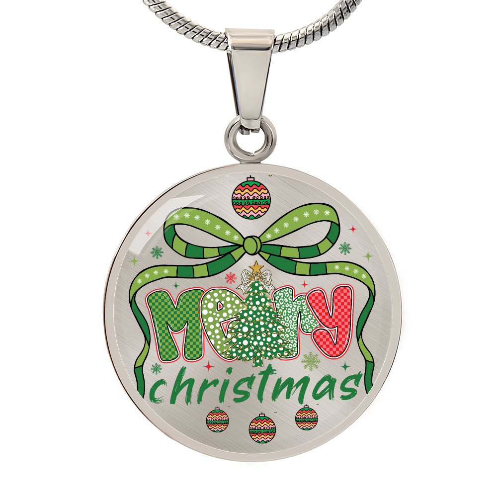 Festive Merry Christmas Round Luxury Necklace