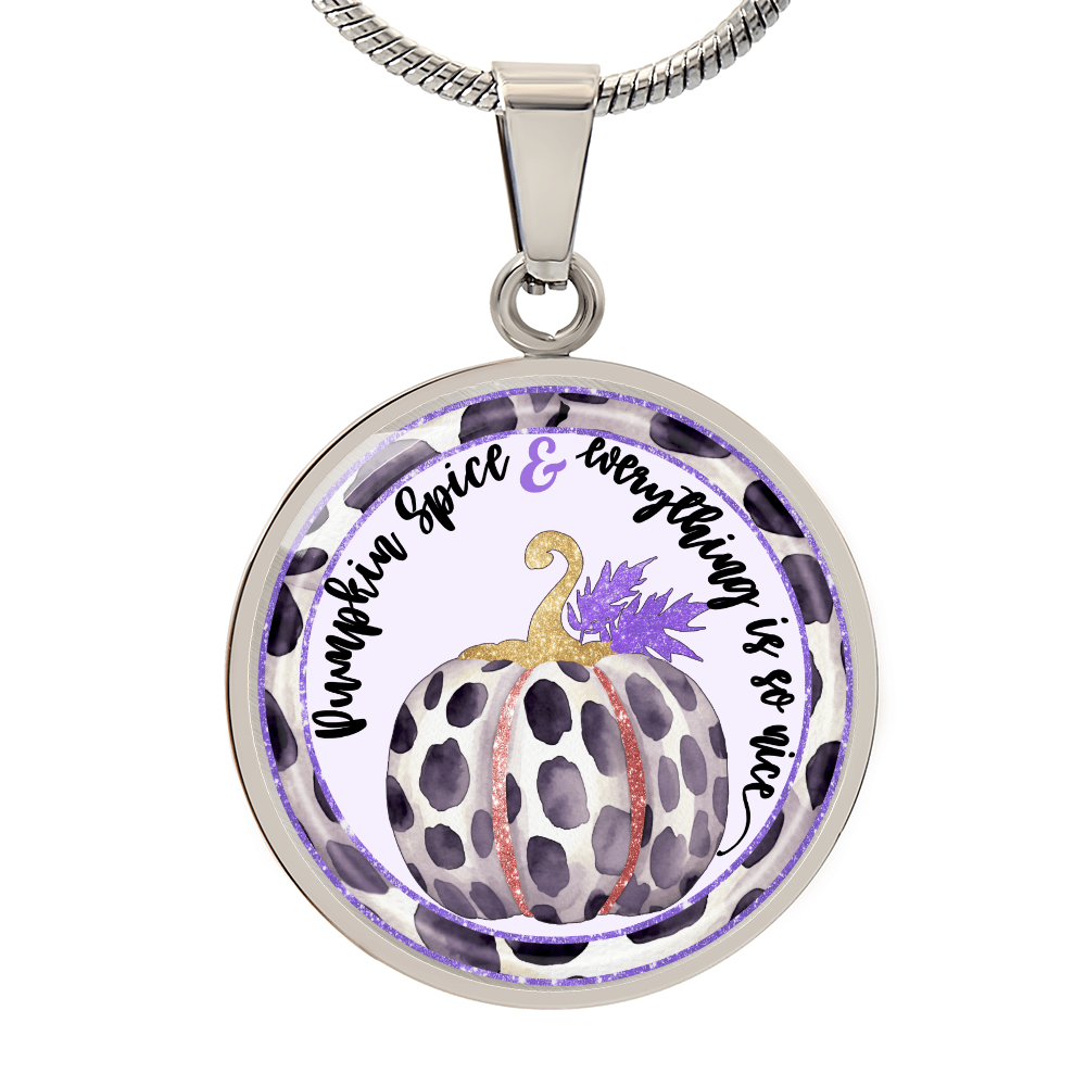 Fall Pumpkin Spice Spotted Purple Circle Luxury Necklace