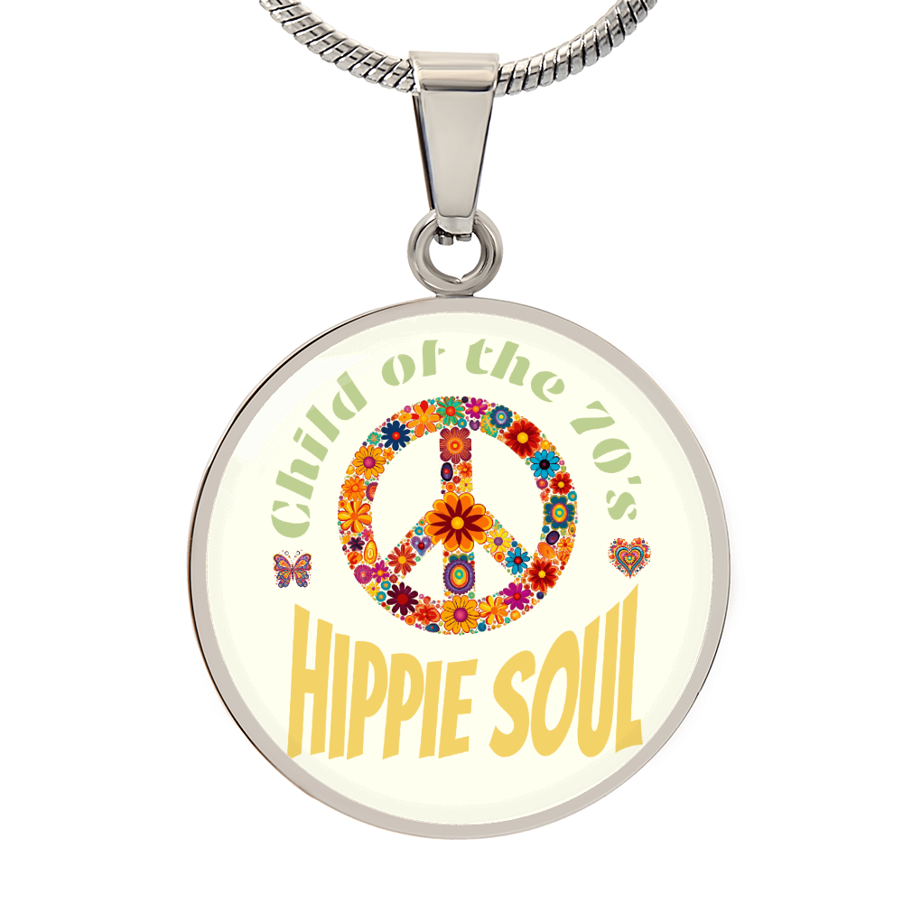 Child of the 70's Hippie Soul Graphic Round Necklace