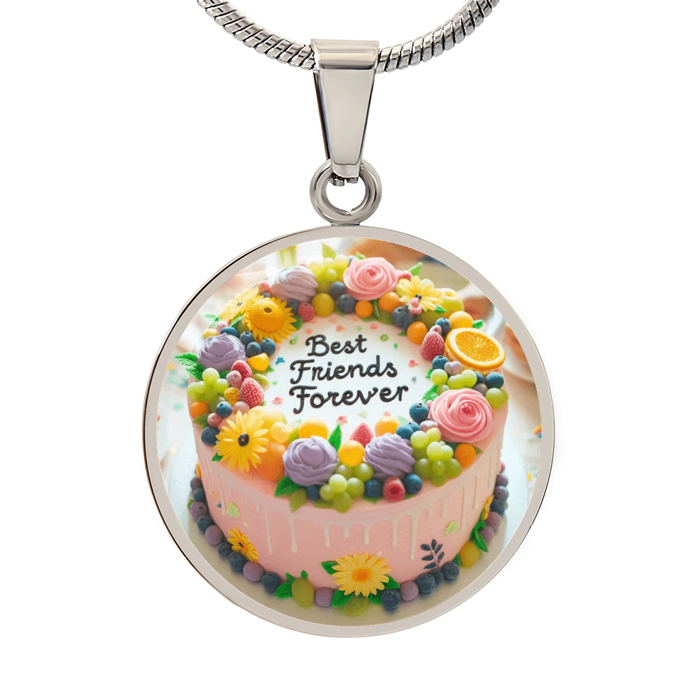 Best Friends Forever Cake Circle Graphic Necklace