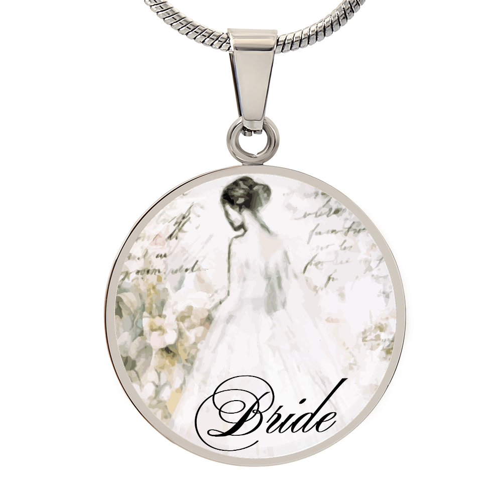 Vintage Bride Design Round Graphic Luxury Necklace