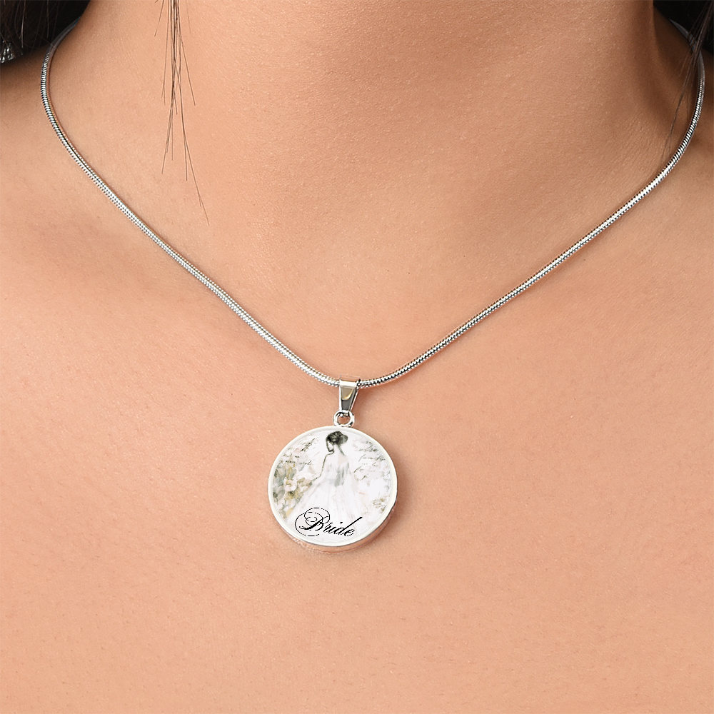 Vintage Bride Design Round Graphic Luxury Necklace