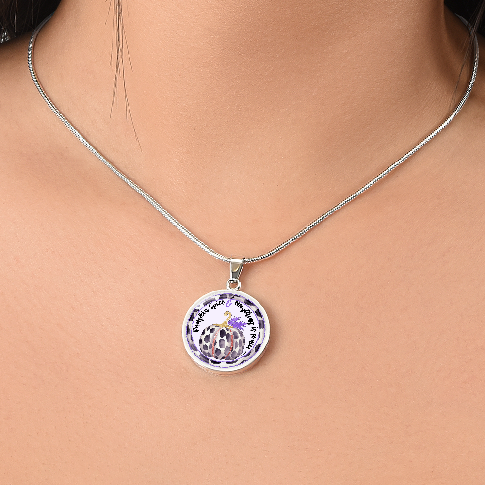 Fall Pumpkin Spice Spotted Purple Circle Luxury Necklace