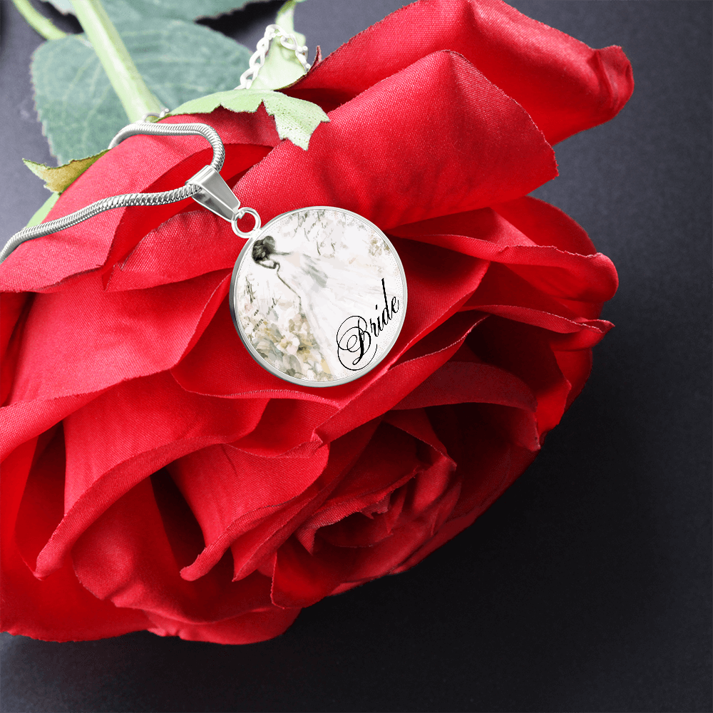 Vintage Bride Design Round Graphic Luxury Necklace