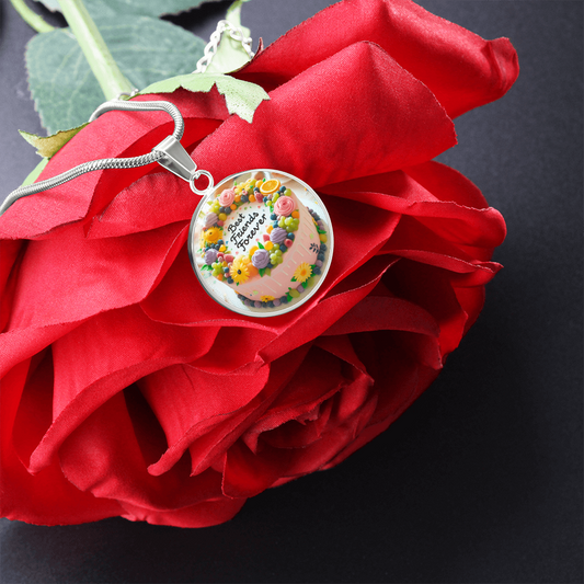 Best Friends Forever Cake Circle Graphic Necklace