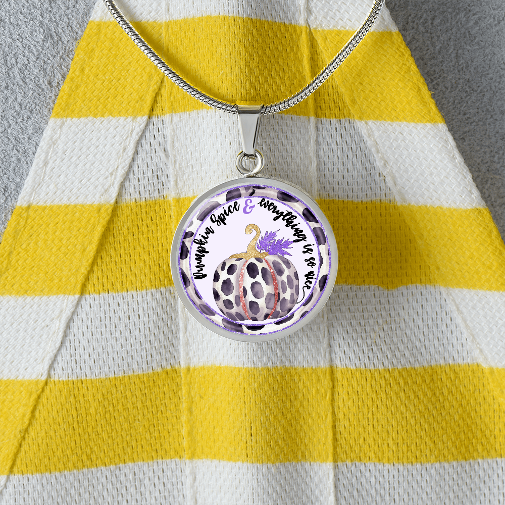Fall Pumpkin Spice Spotted Purple Circle Luxury Necklace