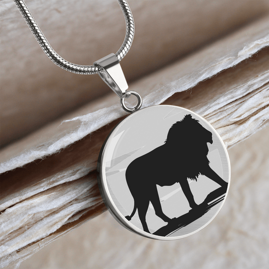 Kind of the Jungle Lion Graphic Circle Necklace