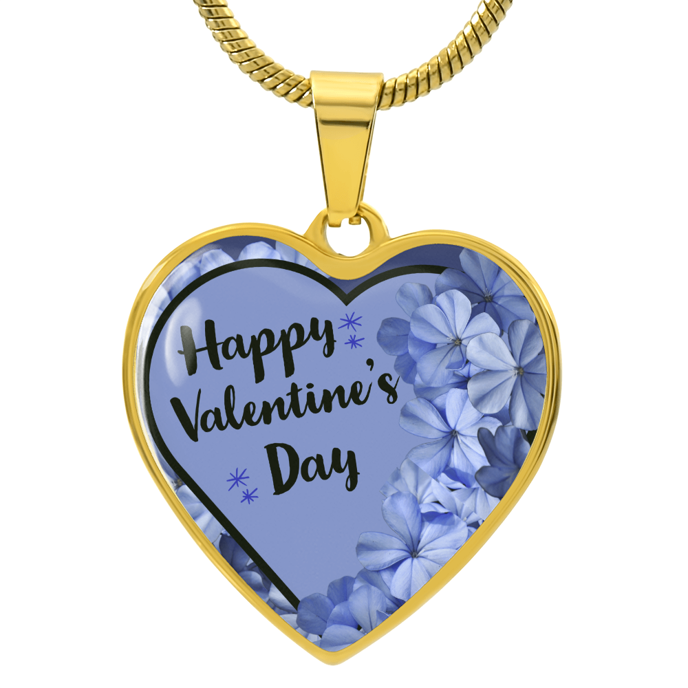 Happy Valentine's Day Lavender Heart Design Graphic Necklace