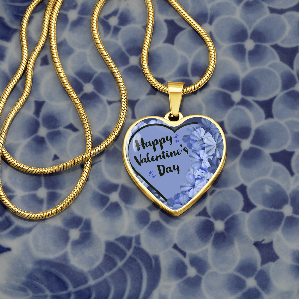 Happy Valentine's Day Lavender Heart Design Graphic Necklace