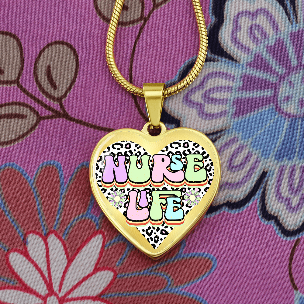 Nurse Life Heart Shaped Graphic Necklace