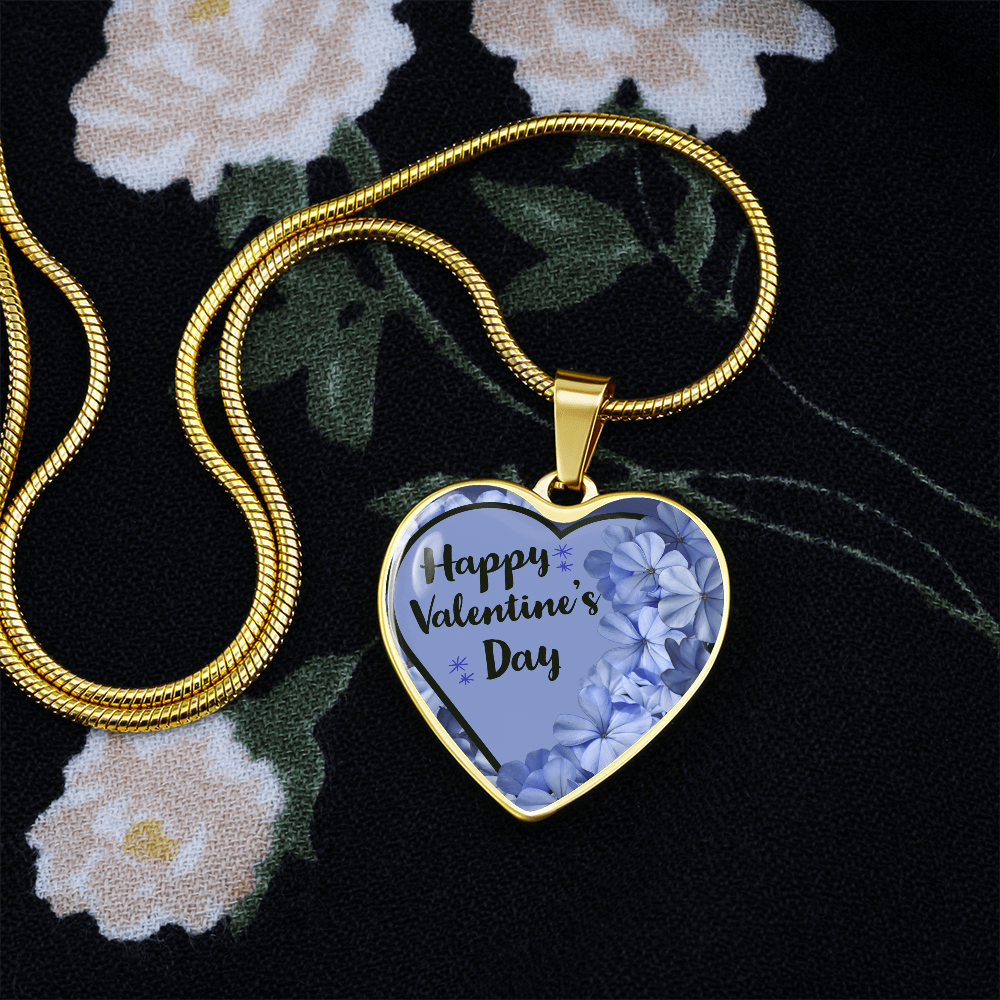 Happy Valentine's Day Lavender Heart Design Graphic Necklace