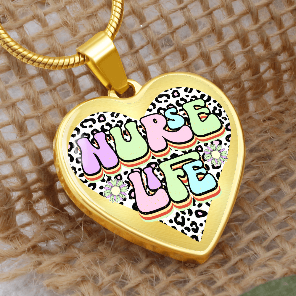 Nurse Life Heart Shaped Graphic Necklace