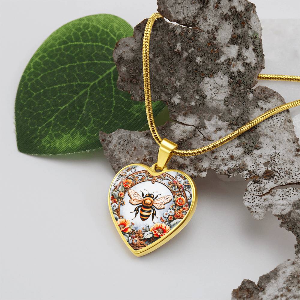 Honey Bee Heart Shaped Pendant and Necklace