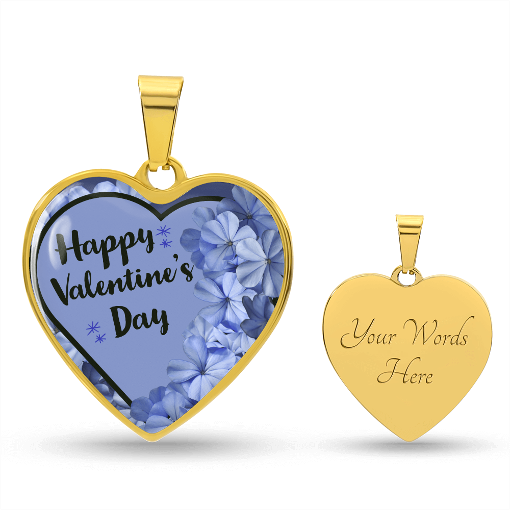Happy Valentine's Day Lavender Heart Design Graphic Necklace