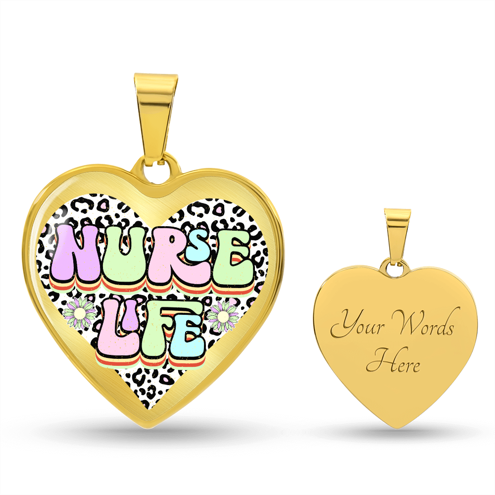 Nurse Life Heart Shaped Graphic Necklace
