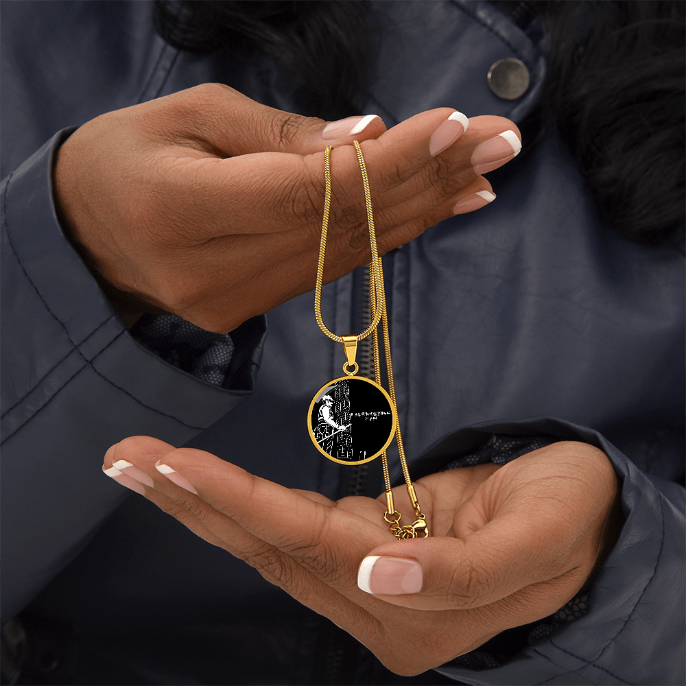 Hardworking Man Construction Worker Graphic Round Necklace