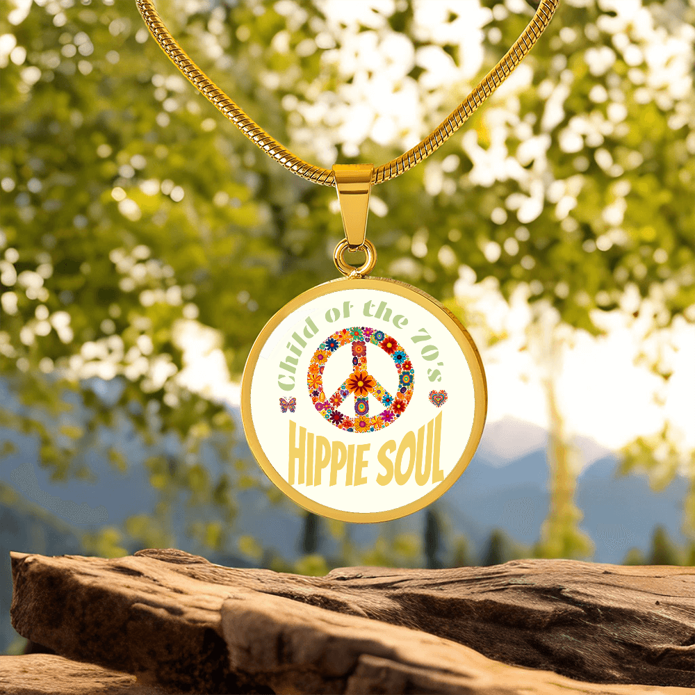 Child of the 70's Hippie Soul Graphic Round Necklace