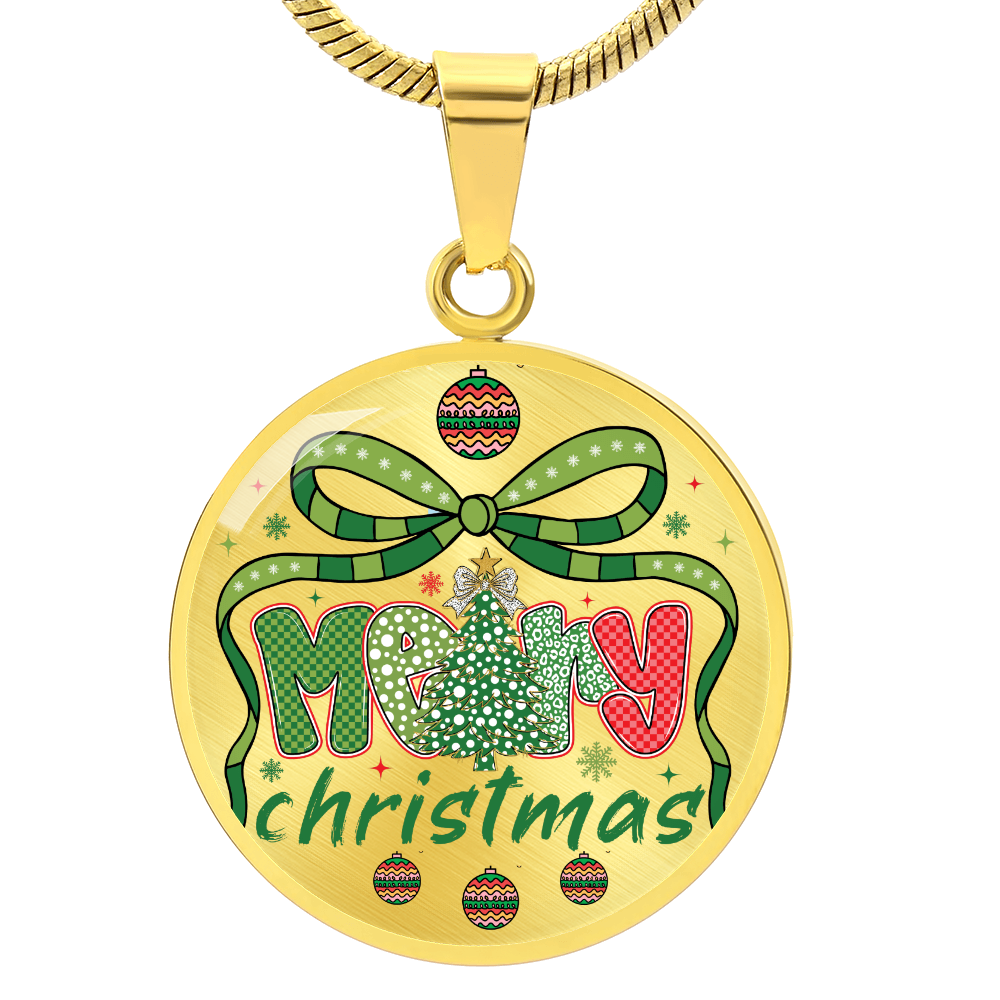 Festive Merry Christmas Round Luxury Necklace