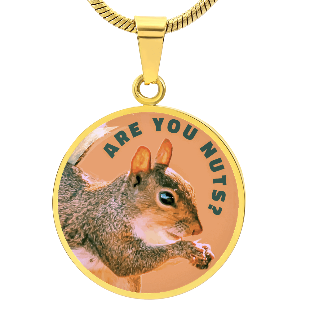 Are You Nuts? Funny Squirrel Round Graphic Necklace