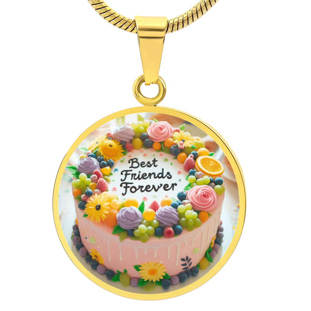 Best Friends Forever Cake Circle Graphic Necklace
