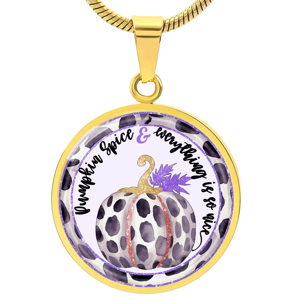 Fall Pumpkin Spice Spotted Purple Circle Luxury Necklace