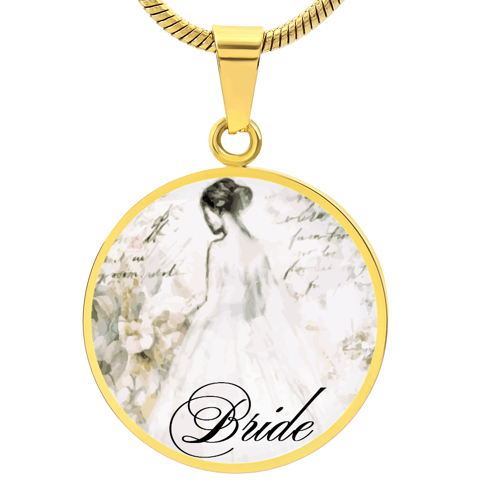 Vintage Bride Design Round Graphic Luxury Necklace